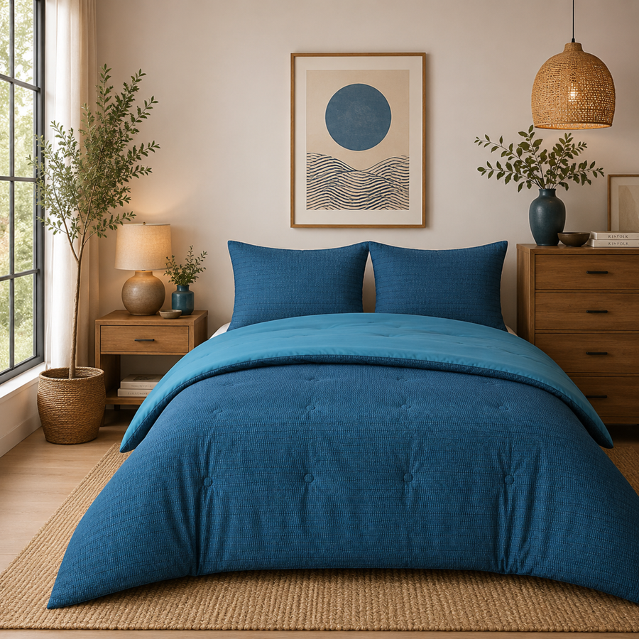 Struktur Cloud Blue - Wasbaar hoesloos dekbed