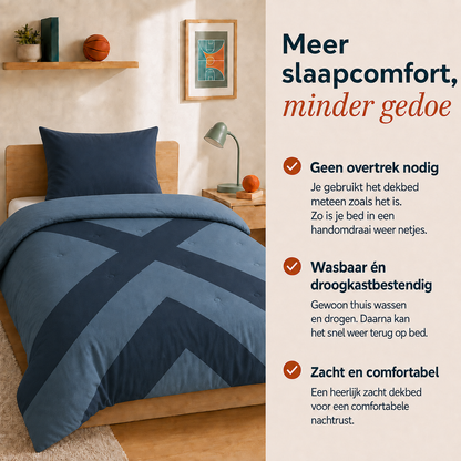Drøm Night Grid - Wasbaar hoesloos dekbed voor tieners en studenten