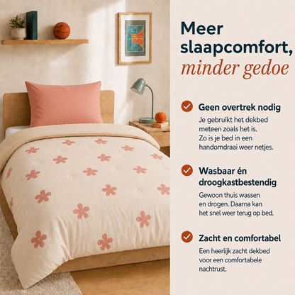 Drøm Rose Dawn - Wasbaar hoesloos dekbed voor tieners en studenten