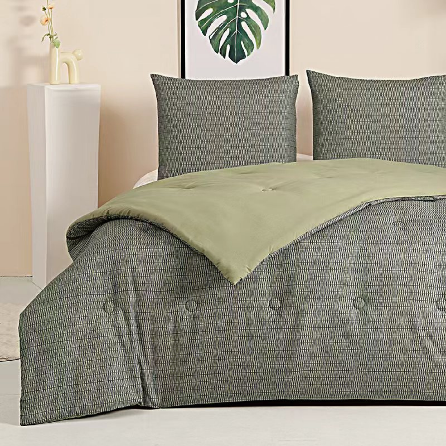 Struktur Olive Leaf - Het hoesloos dekbed zonder overtrek |vaste hoes |wasbaar