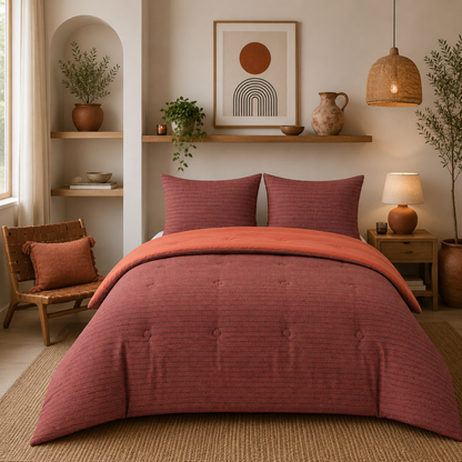 Struktur Velvet Plum - Het hoesloos dekbed zonder overtrek |vaste hoes |wasbaar